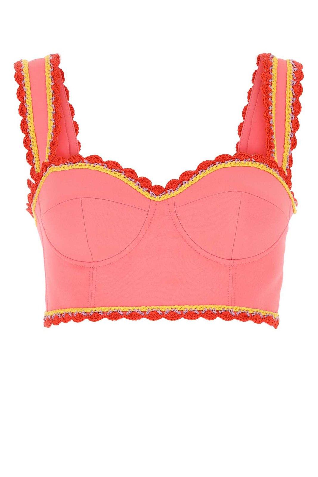 MOSCHINO CROCHET-TRIM BUSTIER CROPPED TOP
