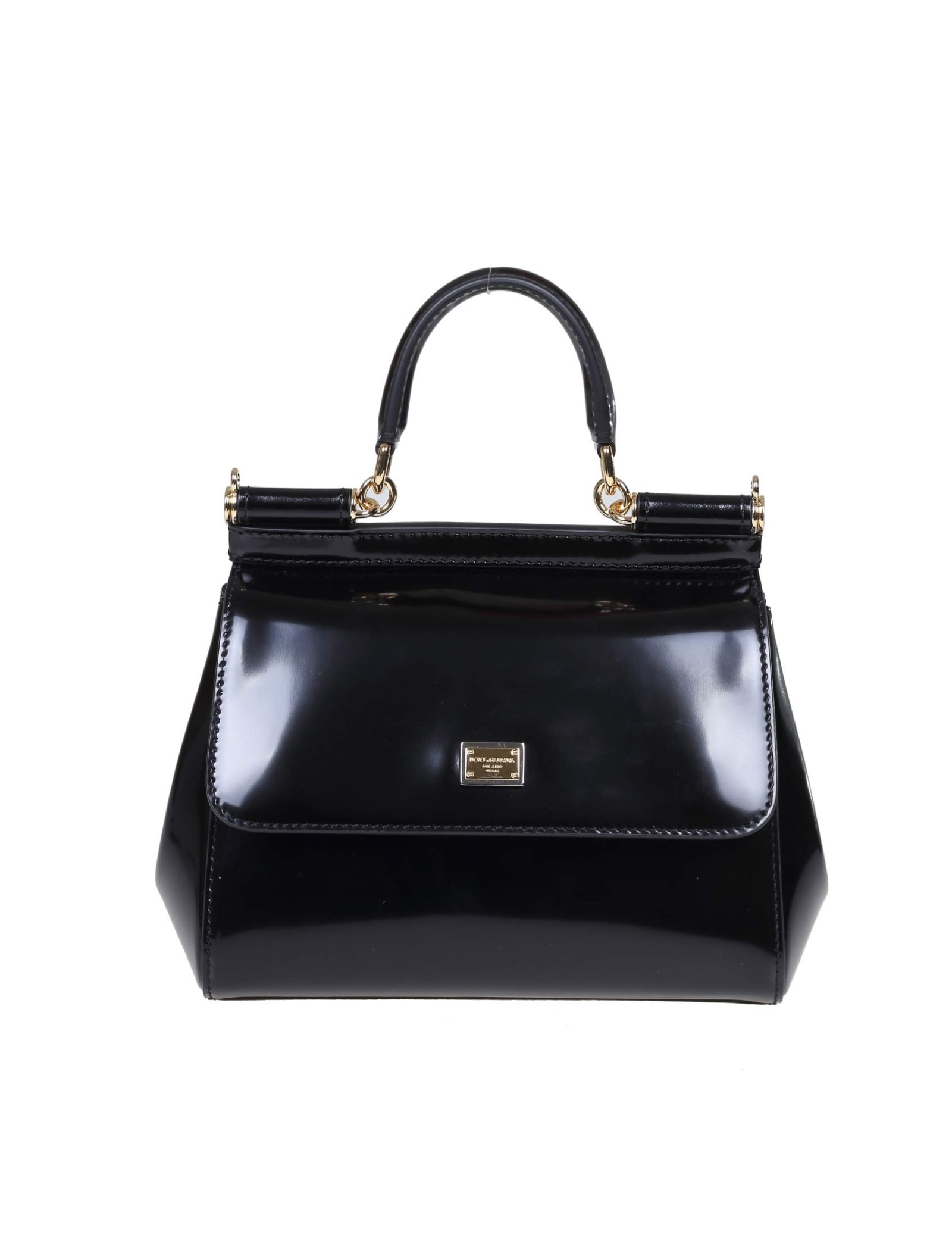 DOLCE & GABBANA SMALL SICILY BAG IN POLISHED CALFSKIN 