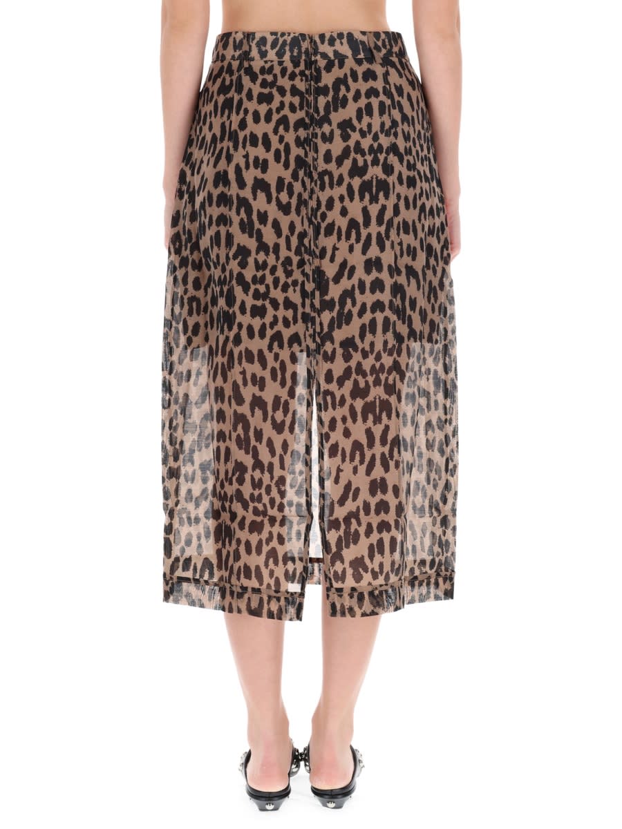 Baum Und Pferdgarten Animal-print Pleated Skirt In Brown