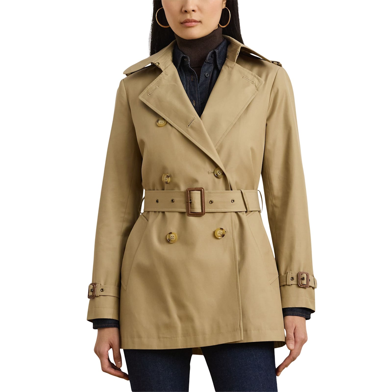 RALPH LAUREN DOUBLE BREAST BELT TR 30 LINED COAT