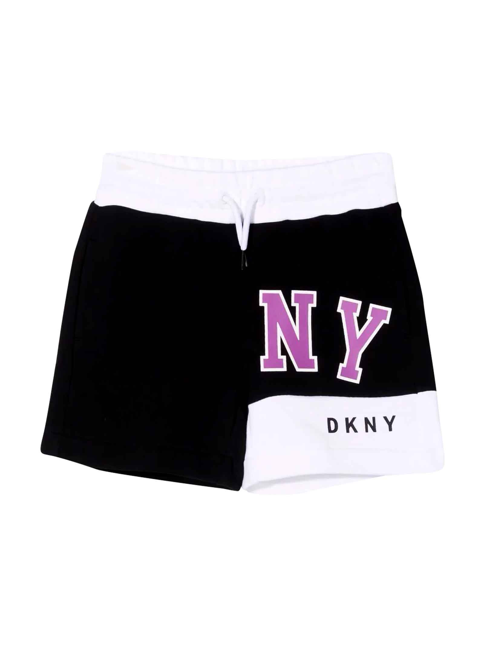 DKNY Black And White Boy Swismuit With Logo
