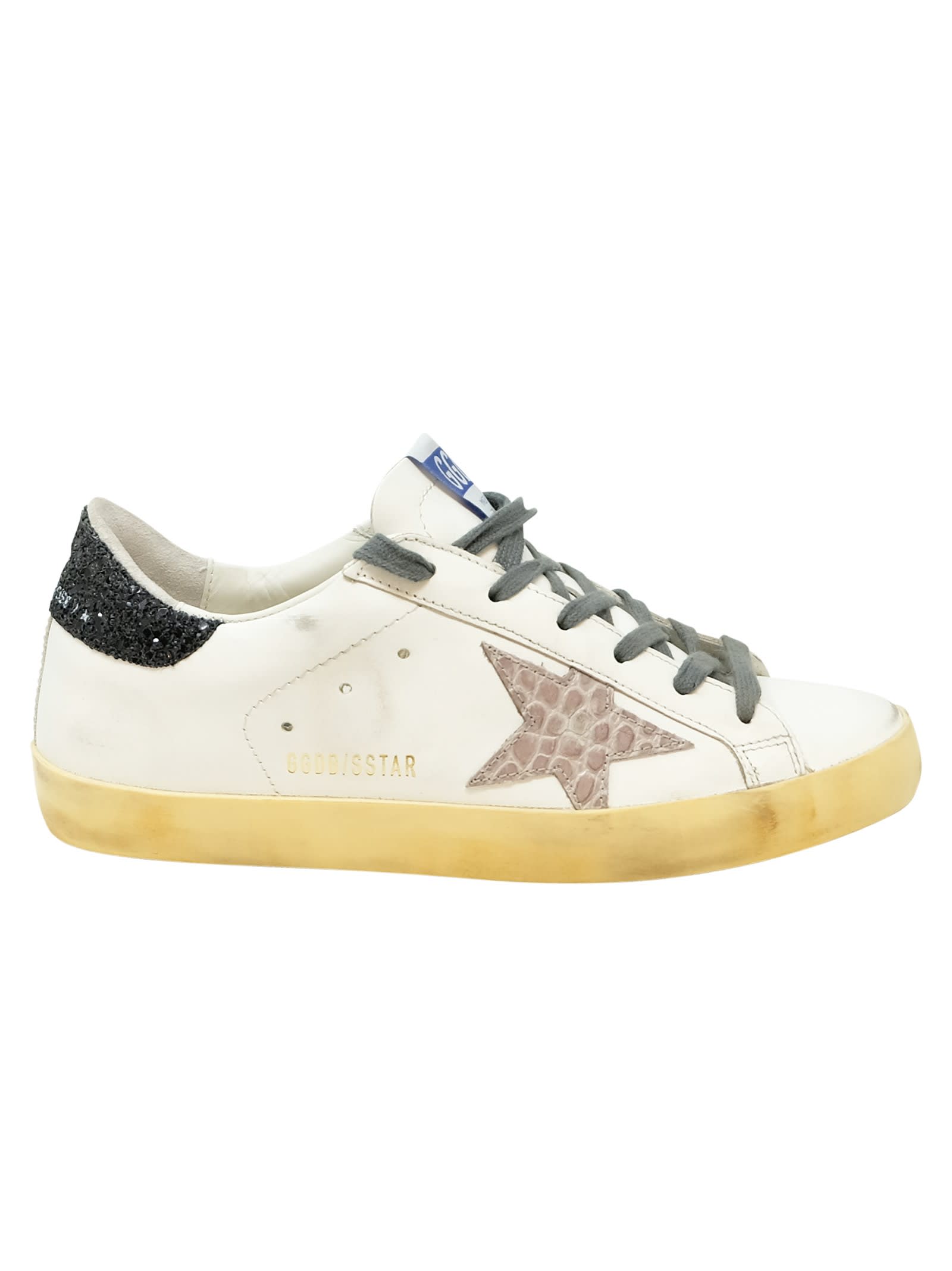 Golden Goose Grey/black Cocco Printed Leather Superstar Sneakers