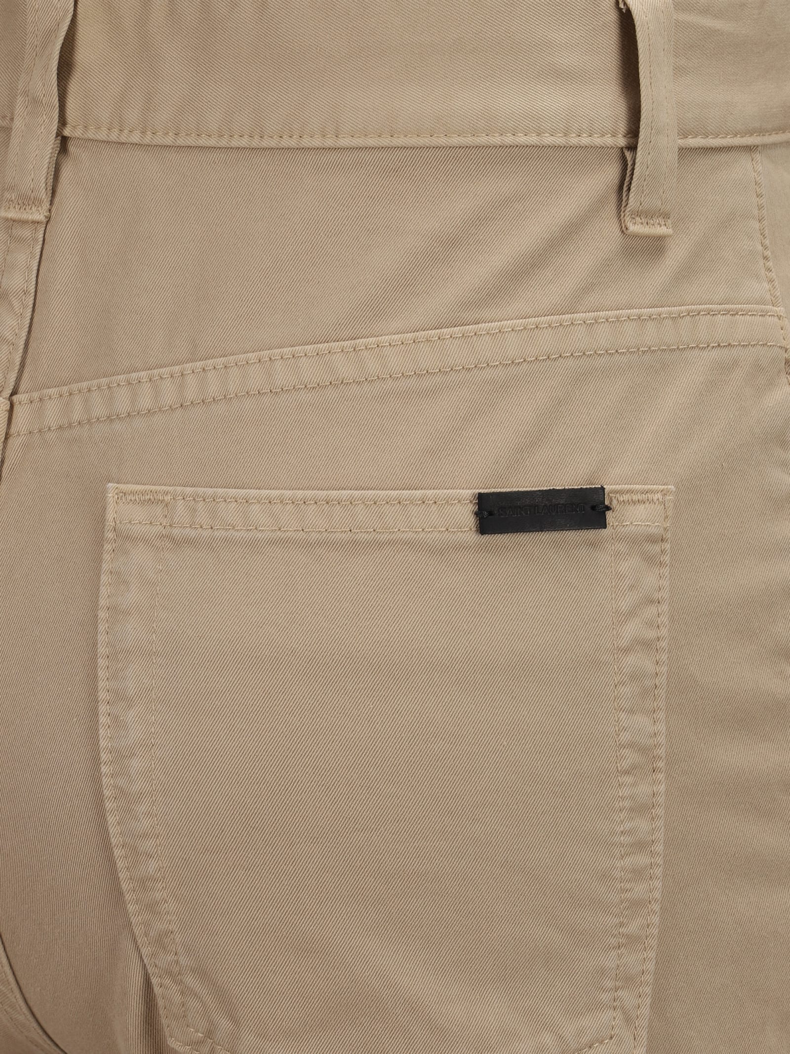 Shop Saint Laurent Denim Pants In Safari Beige