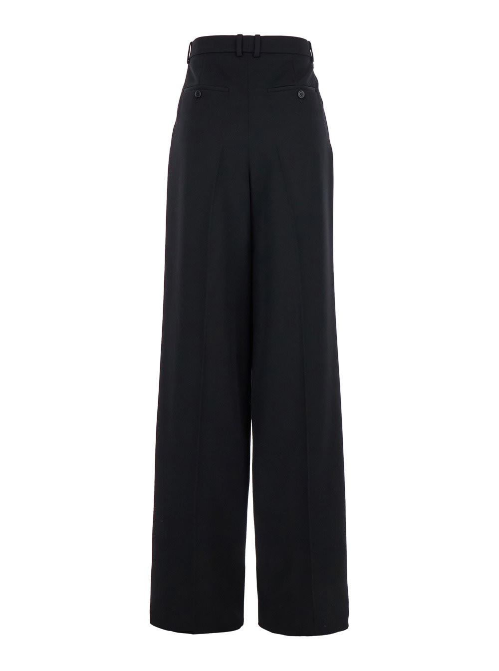 Shop Saint Laurent Black High Waist Pants With Central Pleat In Wool Woman