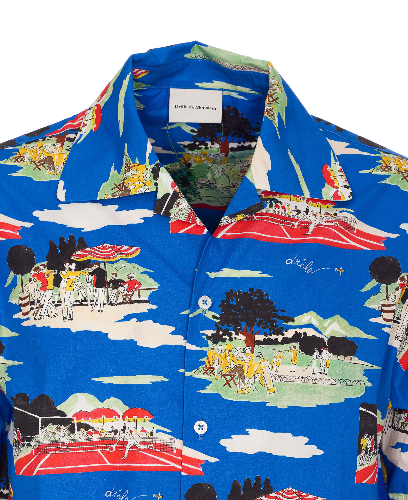 Drôle De Monsieur Multicolor Country Club Short-sleeved Shirt In Blue