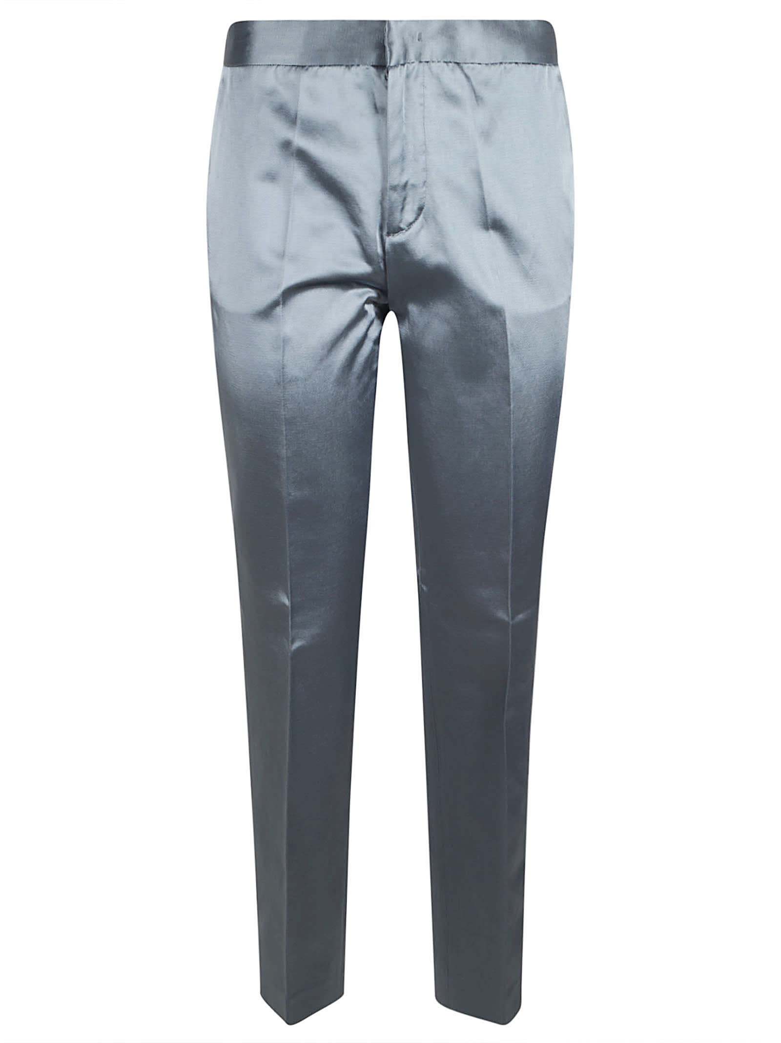 Shop Fabiana Filippi Linen Viscose Cloth Regular Trousers In Avion Blue