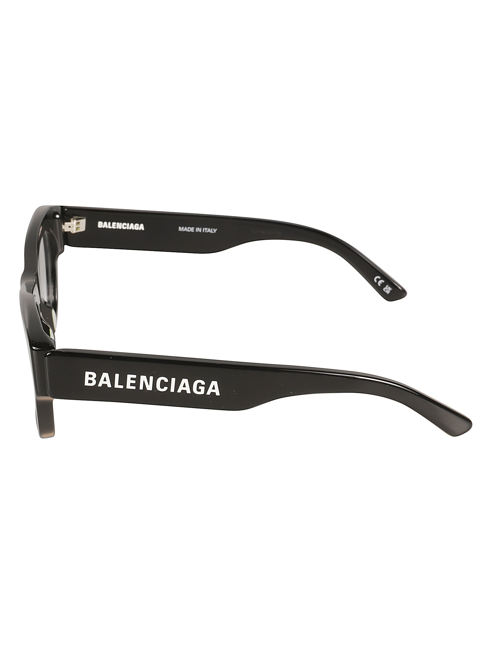 Shop Balenciaga Logo Sided Square Frame Glasses In Black/transparent