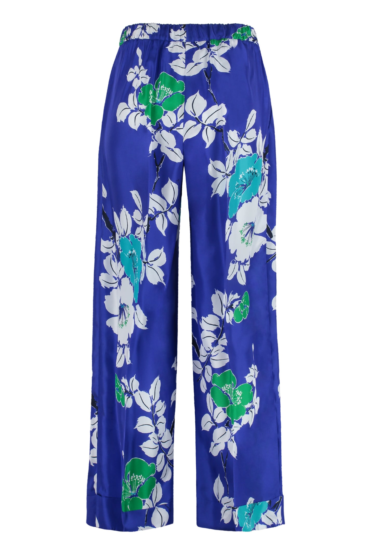 Shop P.a.r.o.s.h Silk Floral Printed Flowers In Blue