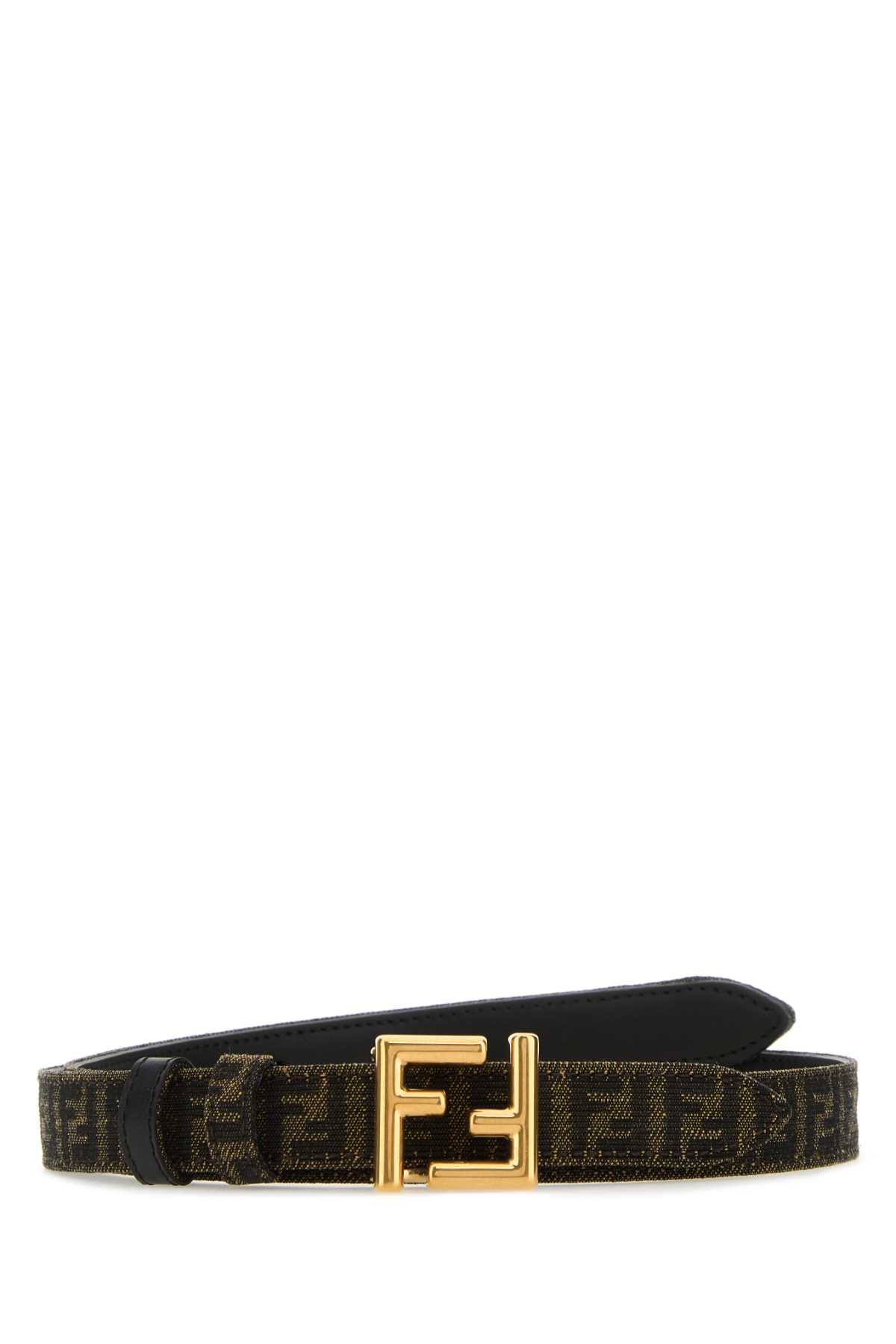 Fendi Black Leather Ff Reversible Belt In Gray