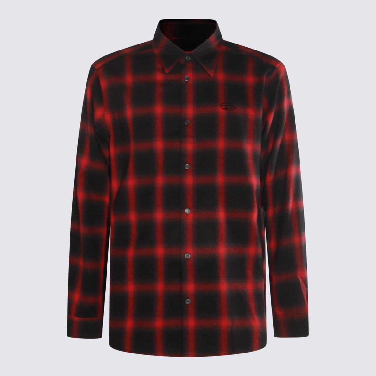 Diesel Button-up Shirt With Bold Checkered Pattern In Red