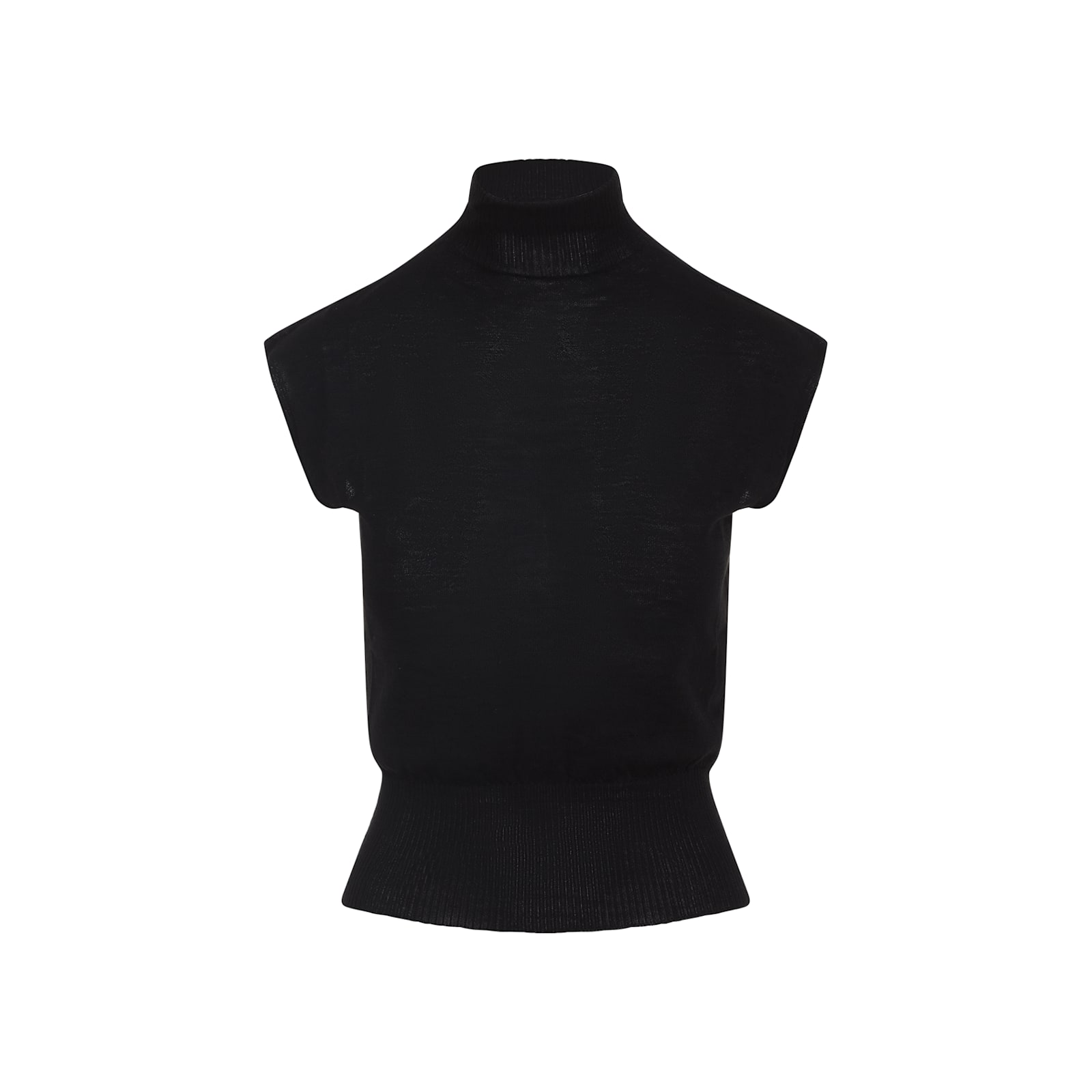 Rick Owens Short Sleeves Turtle Neck Top In Black