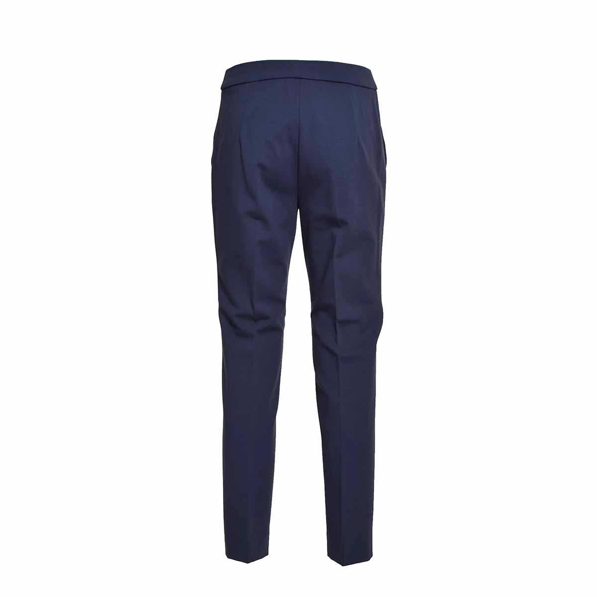 Shop Max Mara Pegno Slim Cut Straight Leg Trousers In Blu