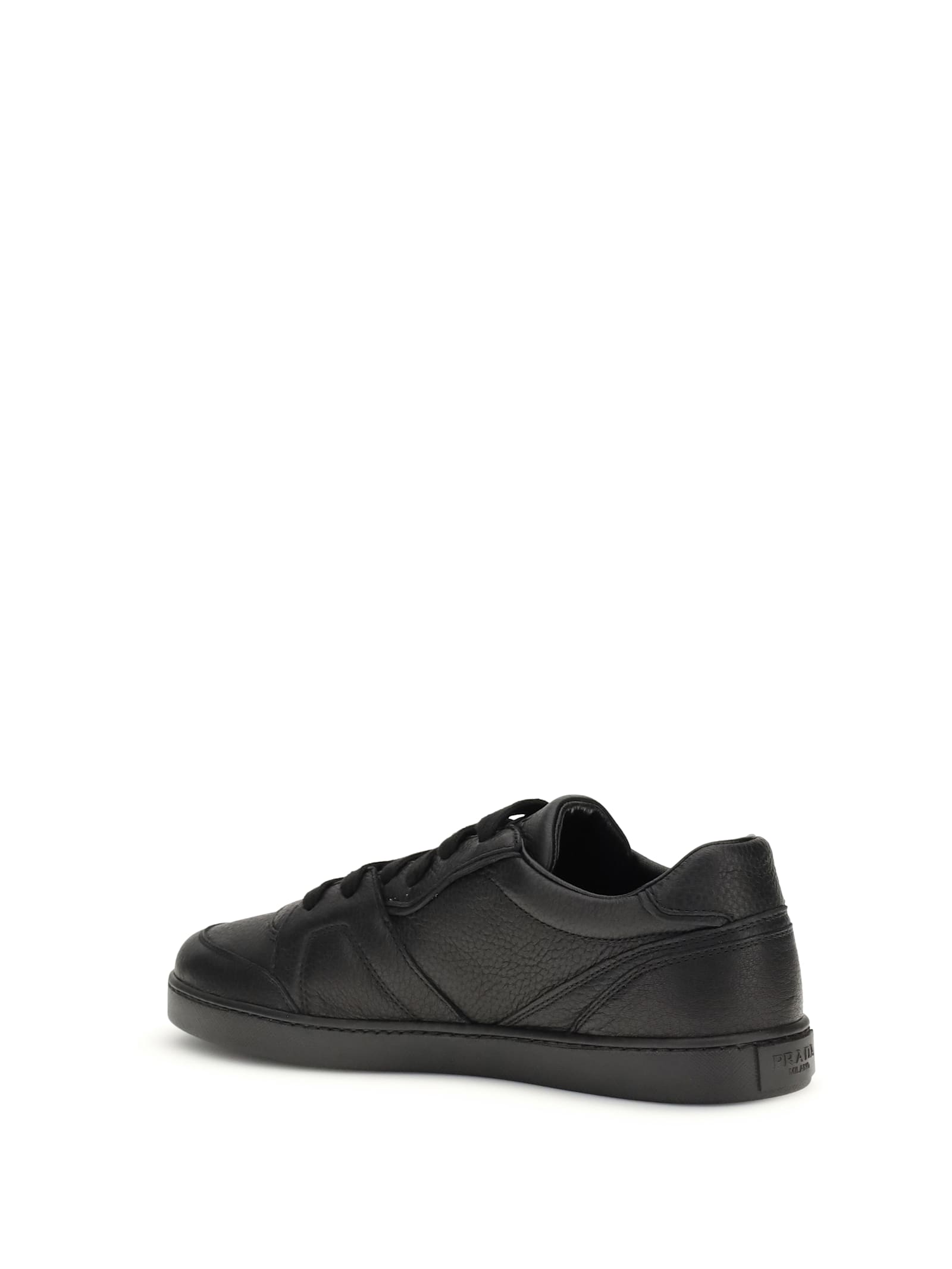 Prada Black Calf Leather Bos Taurus Low Top Sneakers In Animal Print