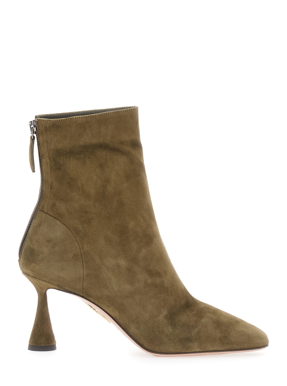 amore Green Ankle Boots With Zip Closure And High Sculpted Heel In Suede Woman