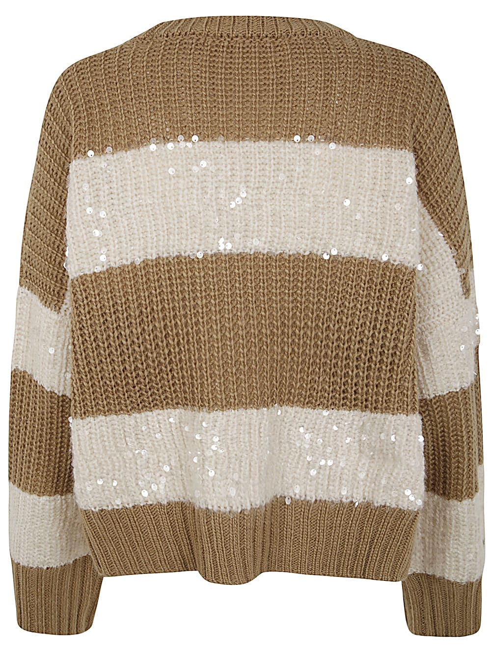 Shop Essentiel Antwerp Group Sequin Pullover In Sandy Tan