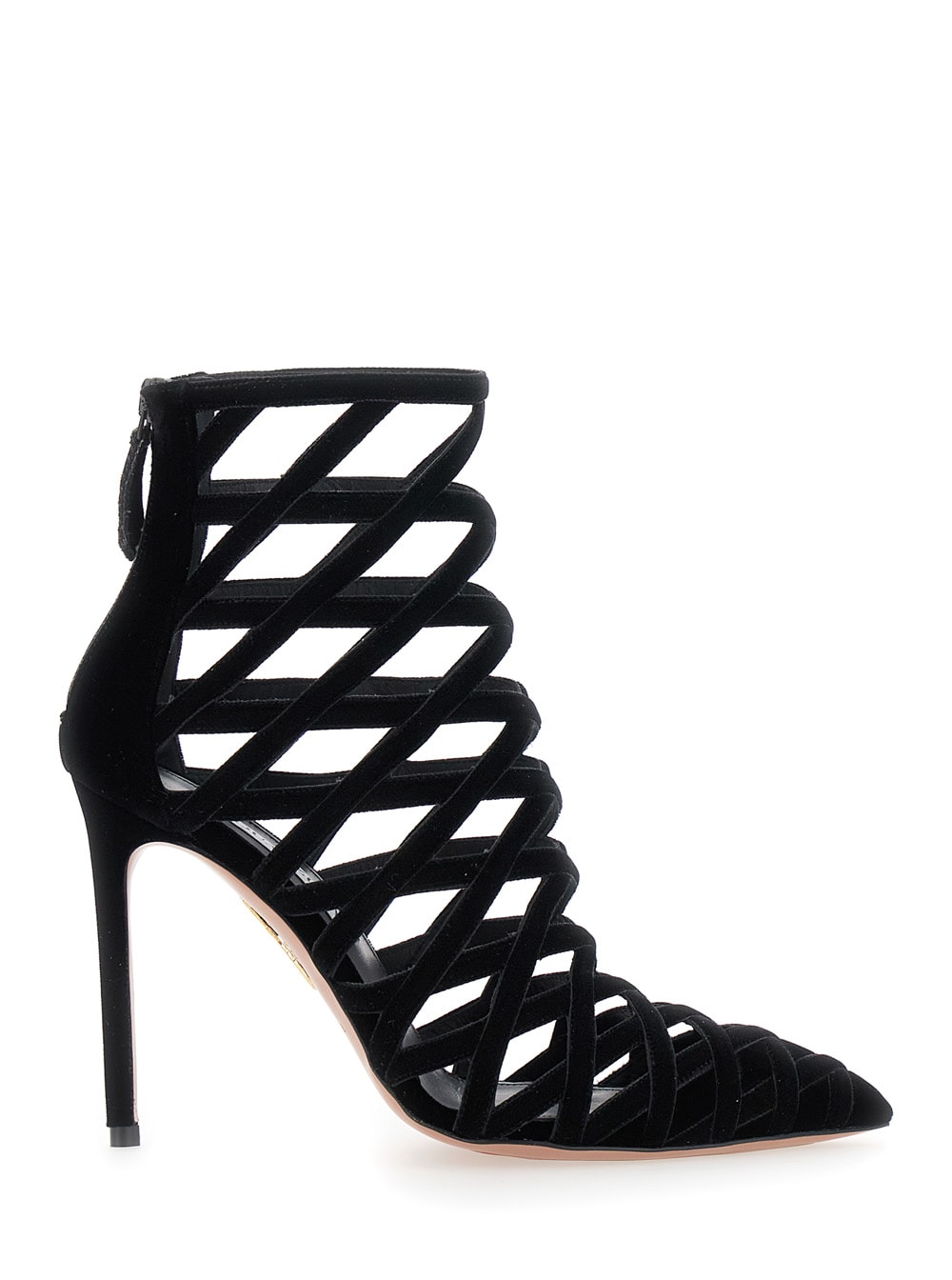 Shop Aquazzura Romance Black Pumps With Interwoven Design In Velvet Woman