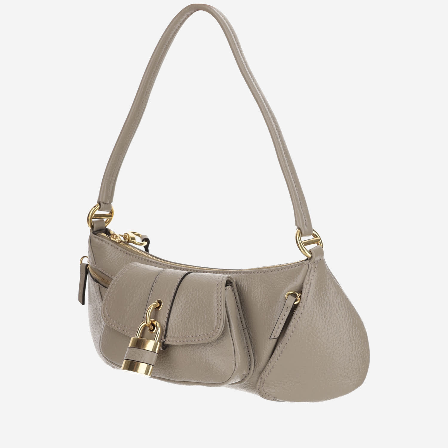 Shop Chloé 99 Leather Shoulder Bag In Grey