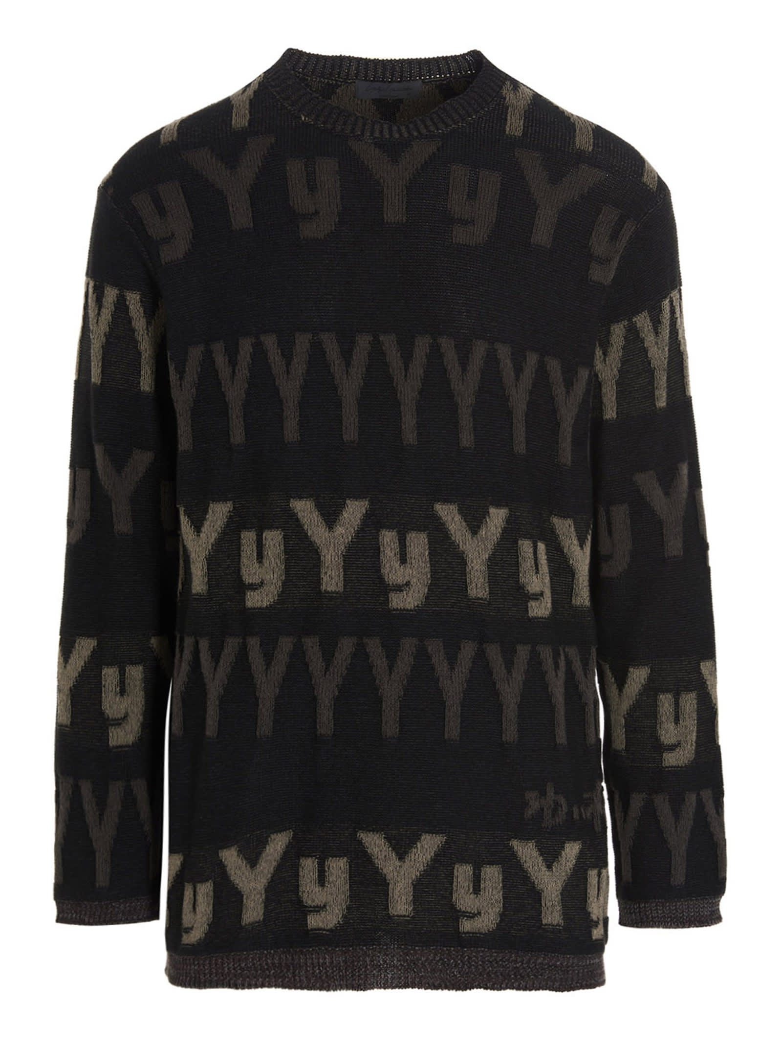 Yohji Yamamoto All Over Logo Knit Sweater In Black
