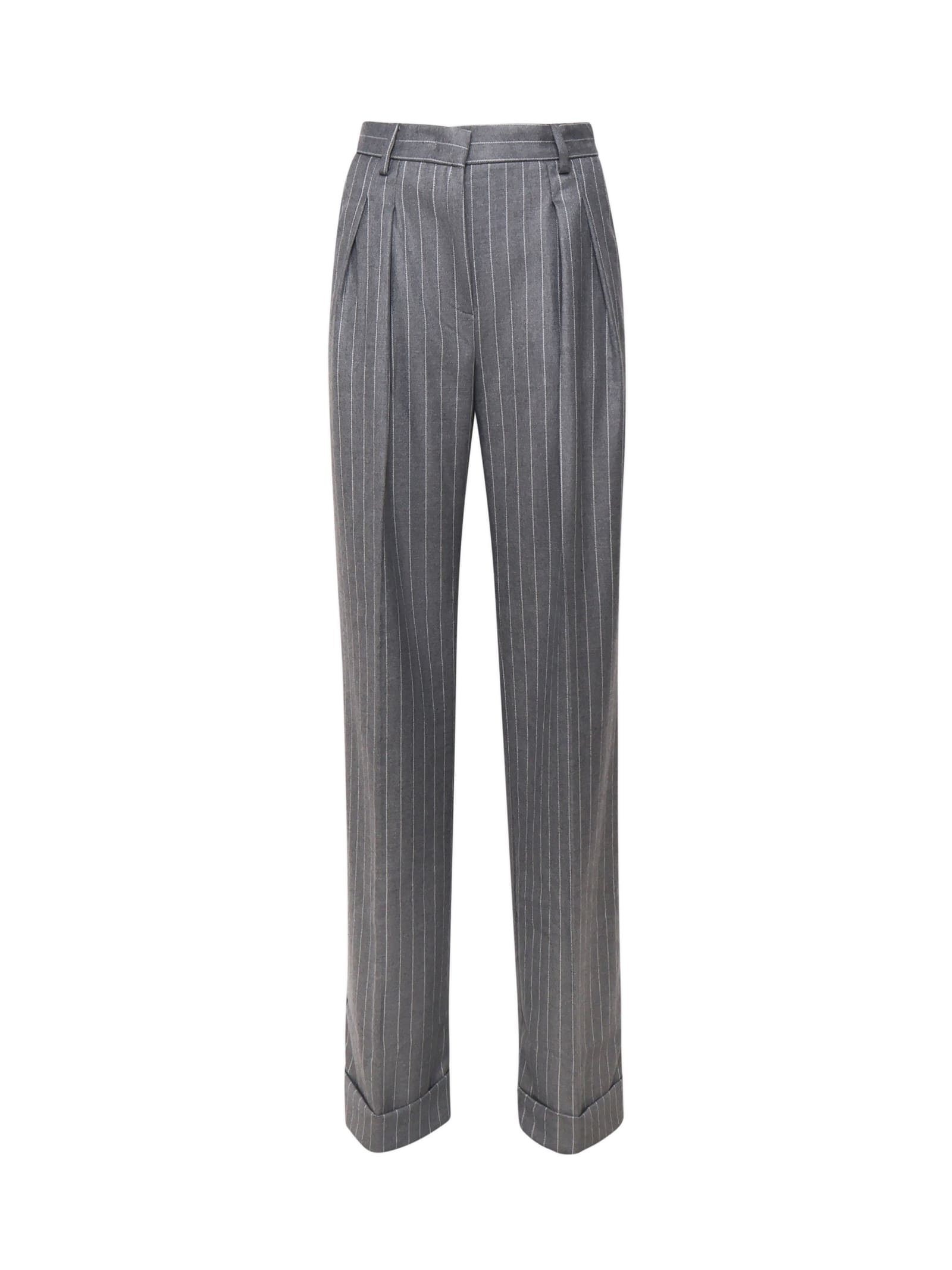 Shop The Andamane Straight Leg Pants In Grey/white