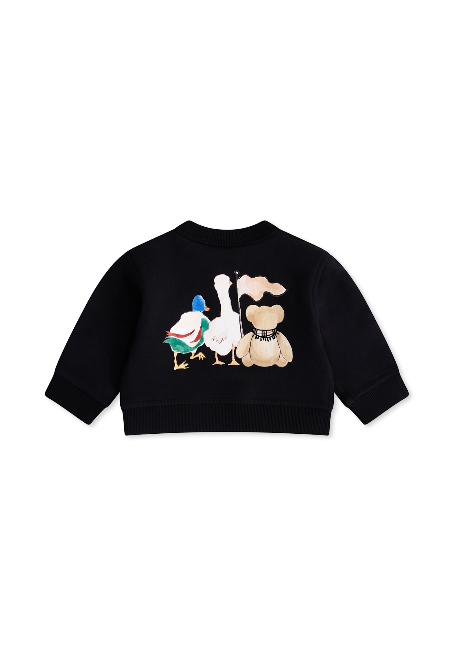 Burberry Black Sweatshirt For Baby Girl With Teddy Bear In Black