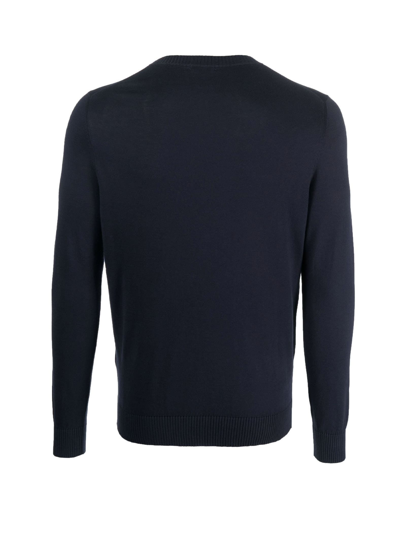 Shop Malo Navy Blue Crew-neck Sweater In Cotton In Blu Scuro