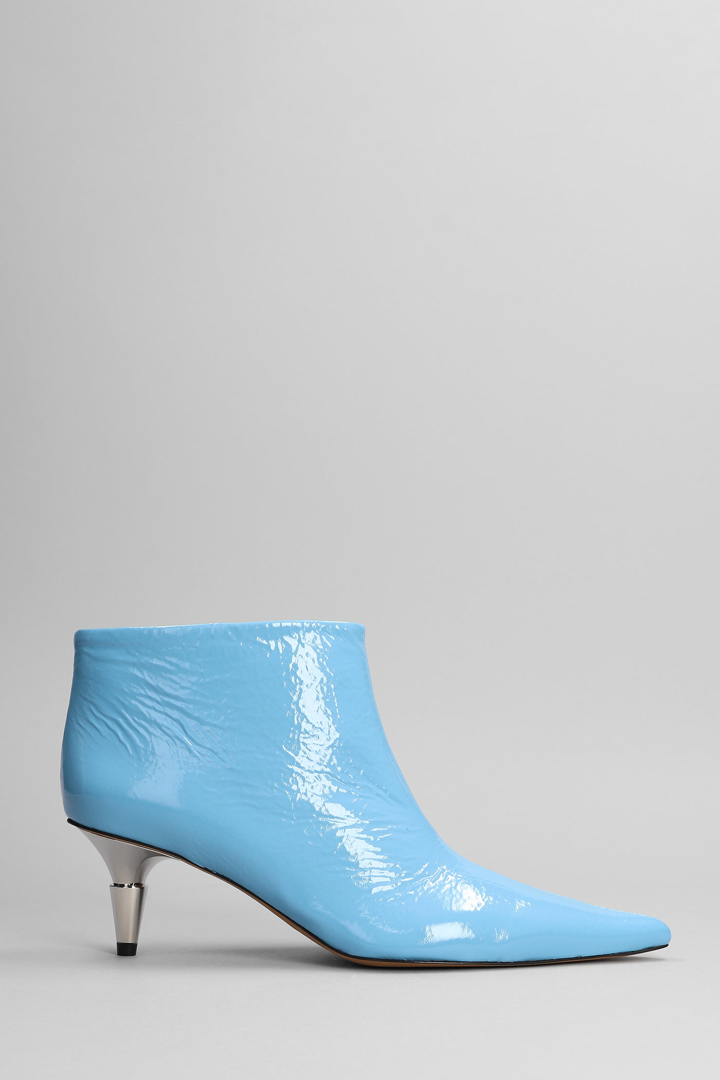 PROENZA SCHOULER SPIKE BOOTS HIGH HEELS ANKLE BOOTS IN CYAN LEATHER