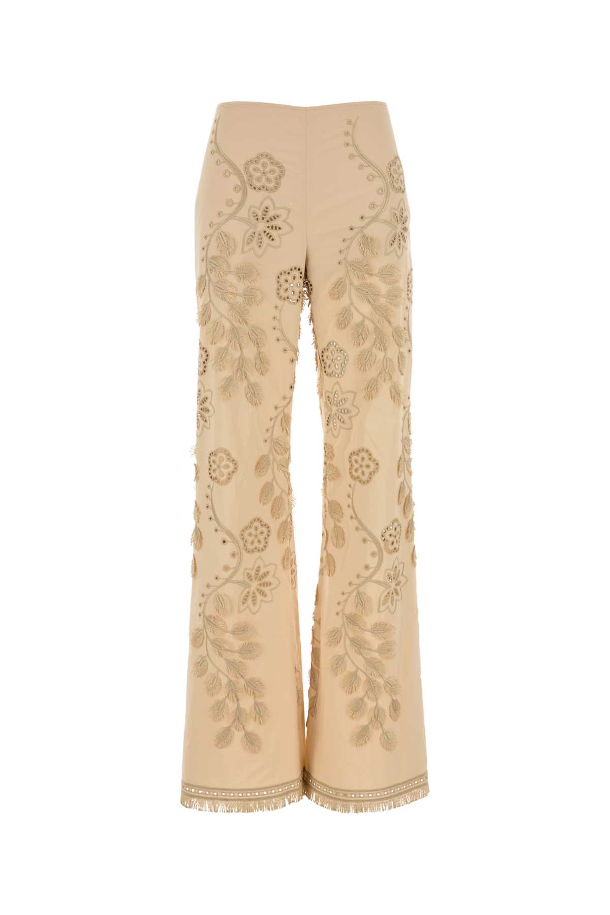 Beige Polyester Blend Pant