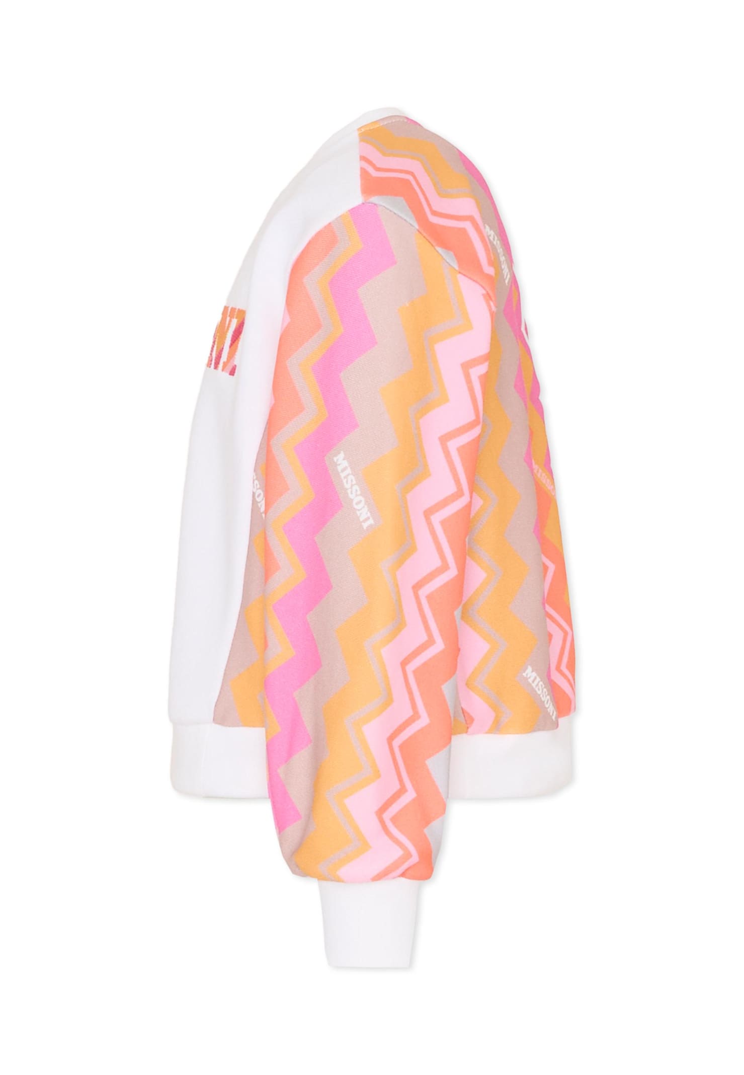 Missoni White Sweatshirt For Girl With Logo In White