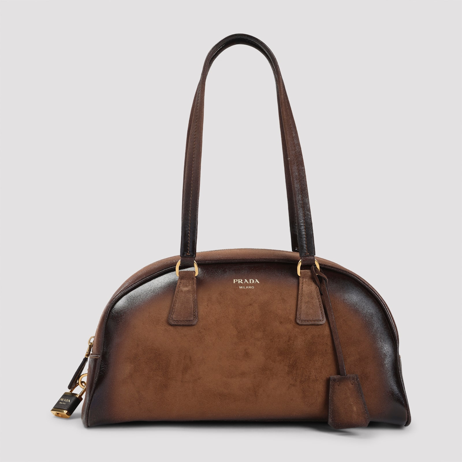 Prada Medium Bowling Bag In Vintage Leather In Brown