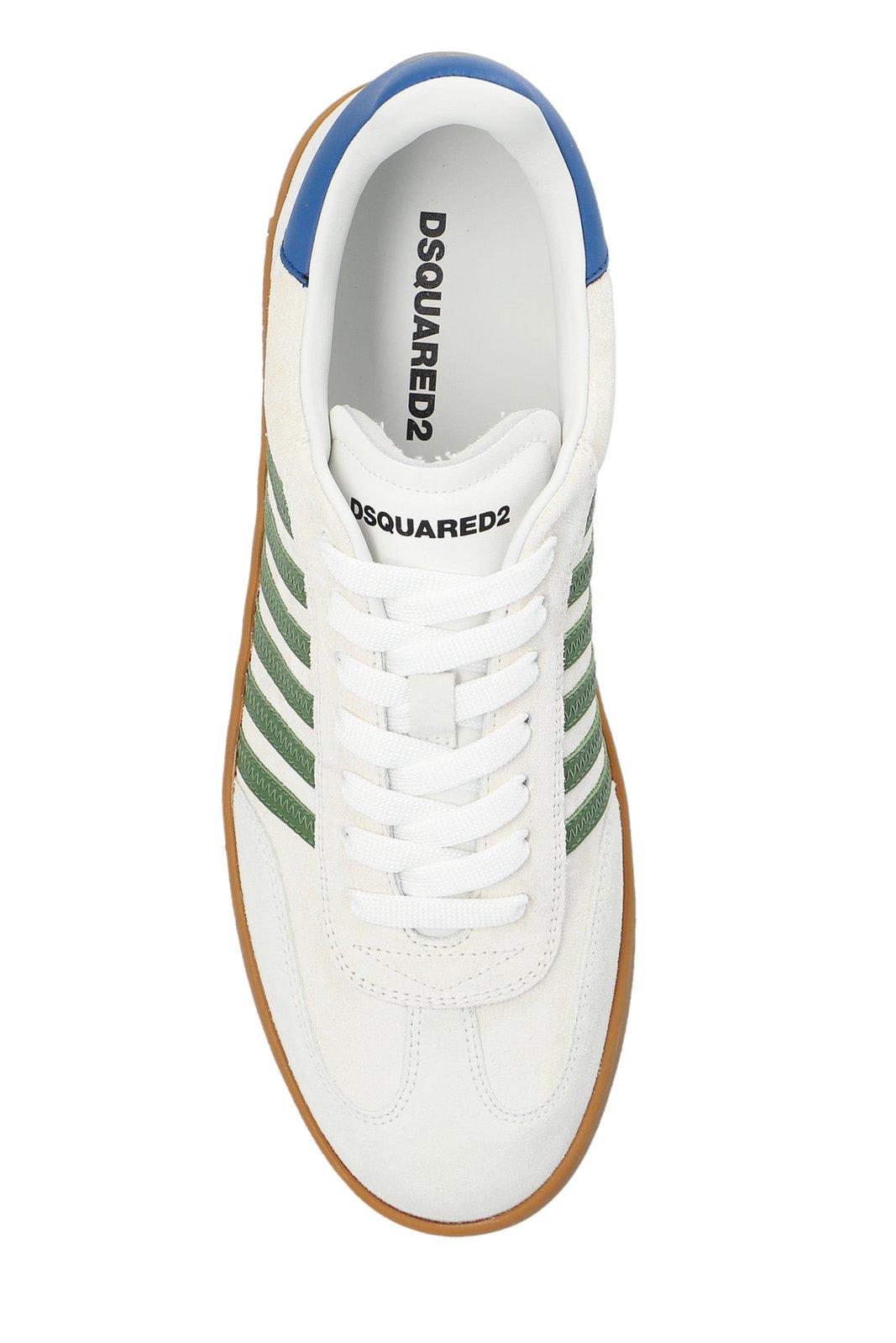 Shop Dsquared2 Stripe Pattern Low-top Sneakers In Bianco+verde+azzurro