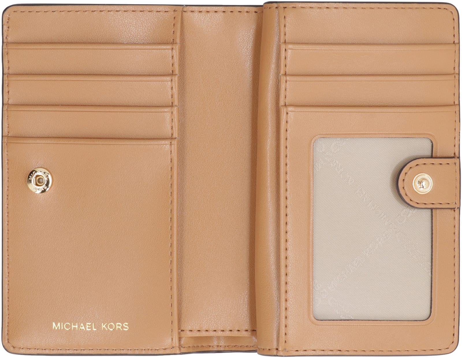 Shop Michael Michael Kors Grainy Leather Wallet In Saddle Brown