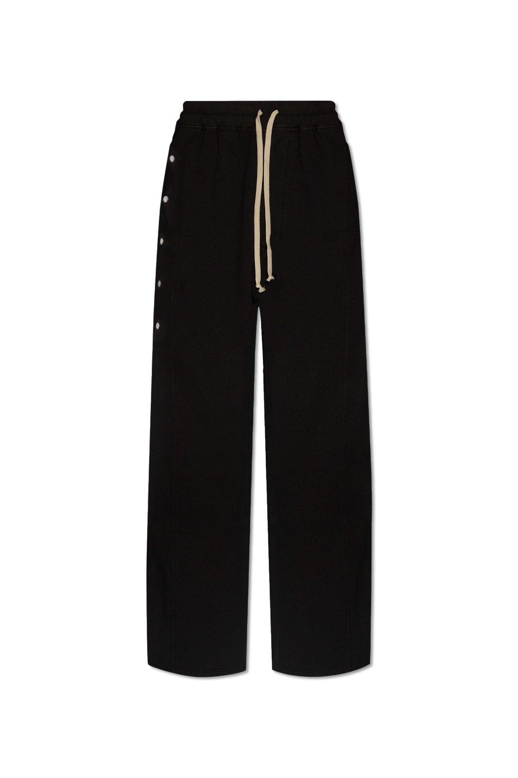 Shop Drkshdw Drawstring Wide-leg Track Pants Black Cotton Sweatpants With Side Snaps - Pusher Pants In Nero