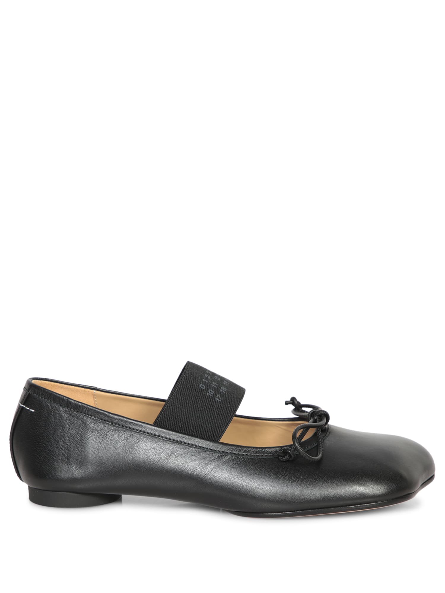 Shop Mm6 Maison Margiela Black Nappa Ballerina Flats