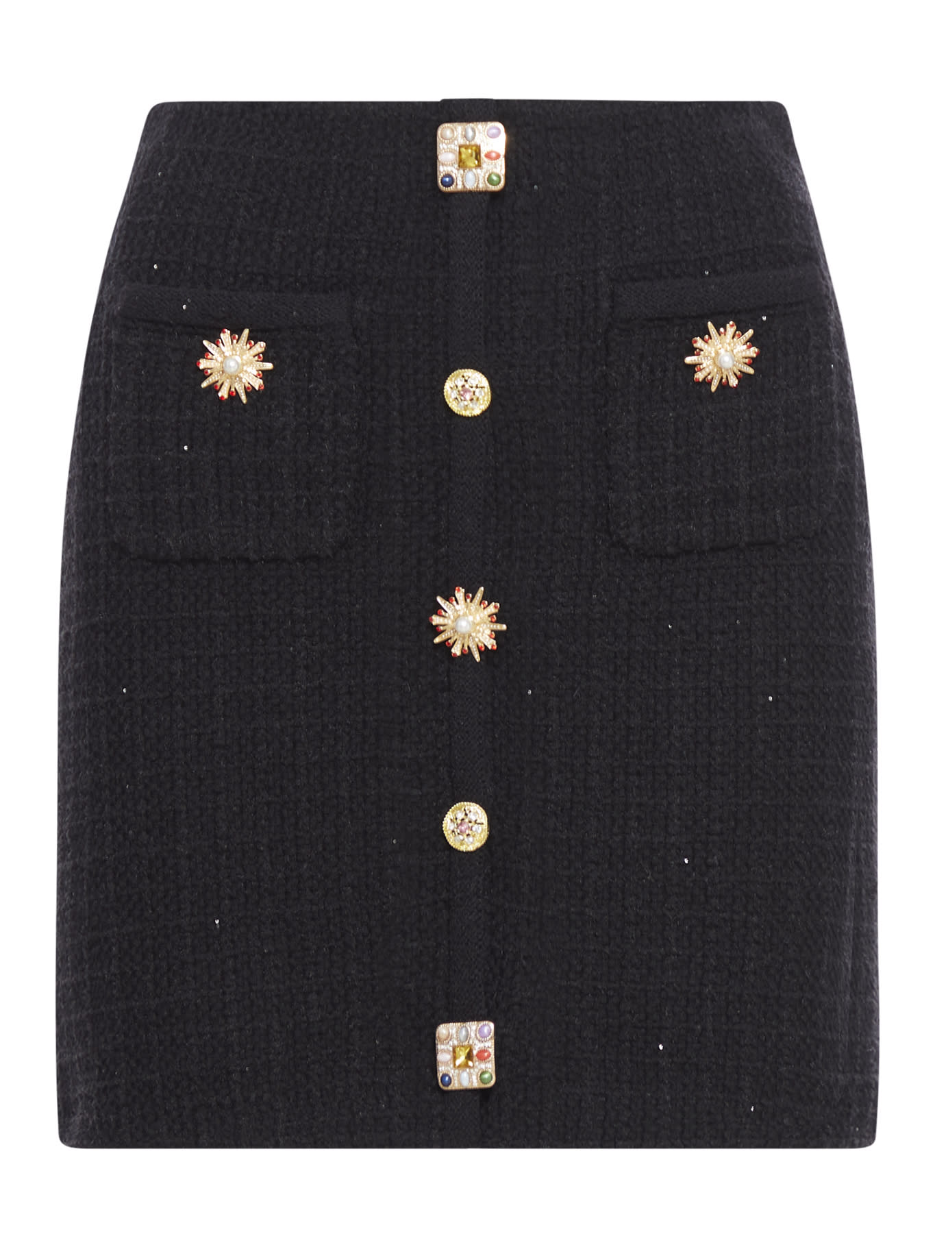 Shop Self-portrait Mini Skirt With Jewel Buttons In Black