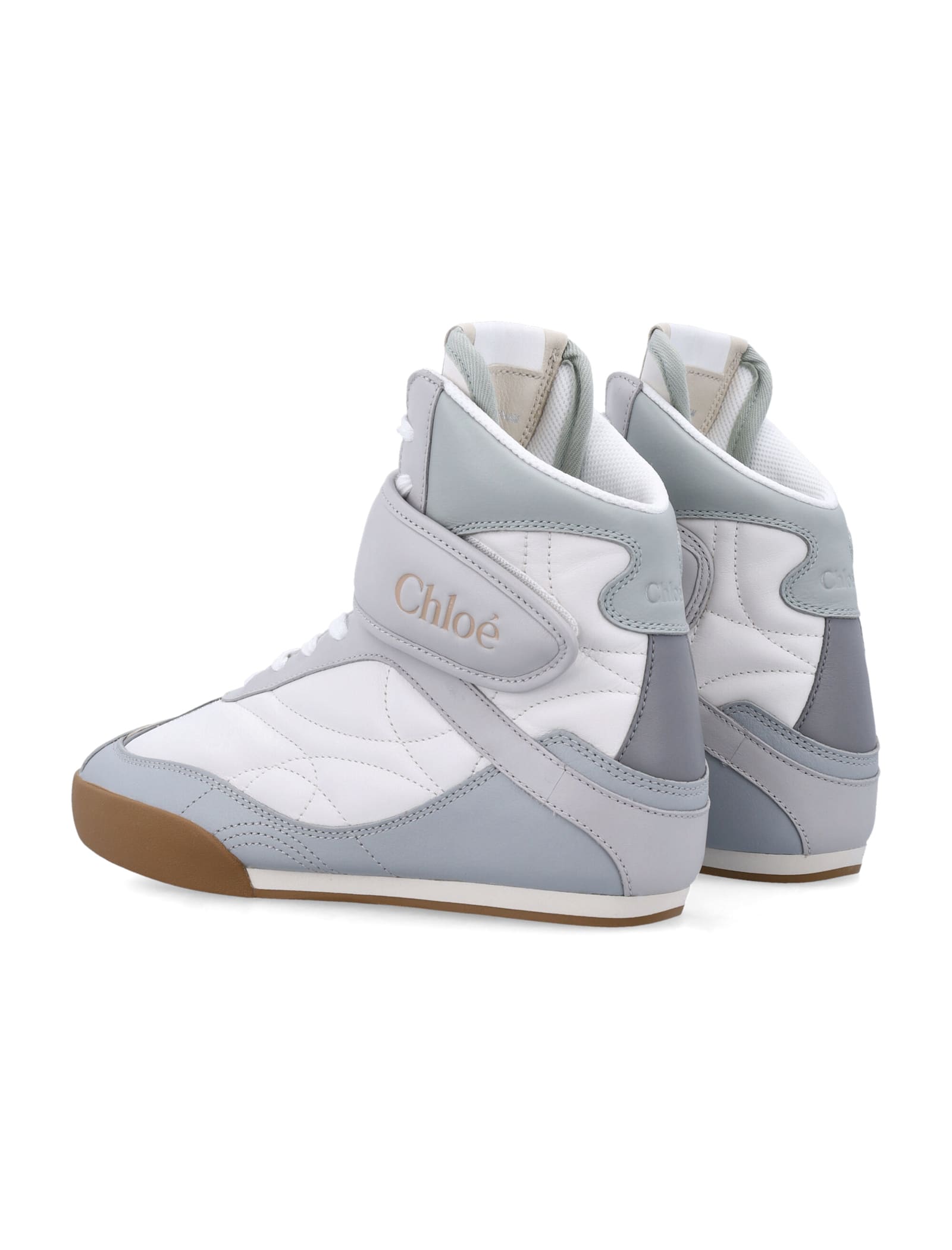 Chloé Almond Toe High-top Sneaker With Quilted Panels In Pastel Blue