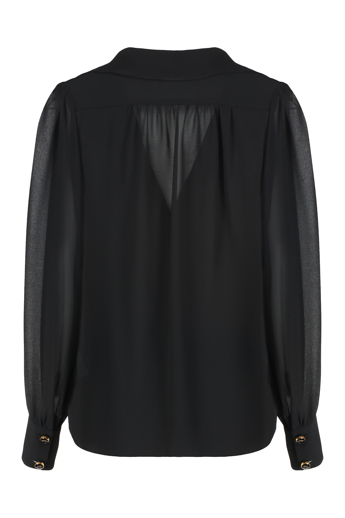Elisabetta Franchi Shirt In Georgette With Necklace In Black