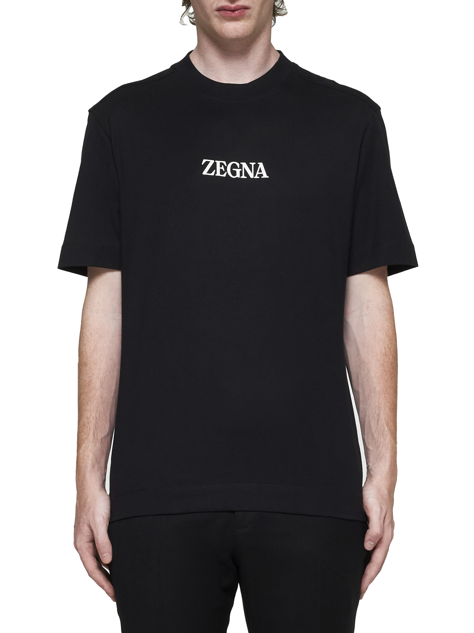 Shop Zegna T-shirt In Nero Fantasia