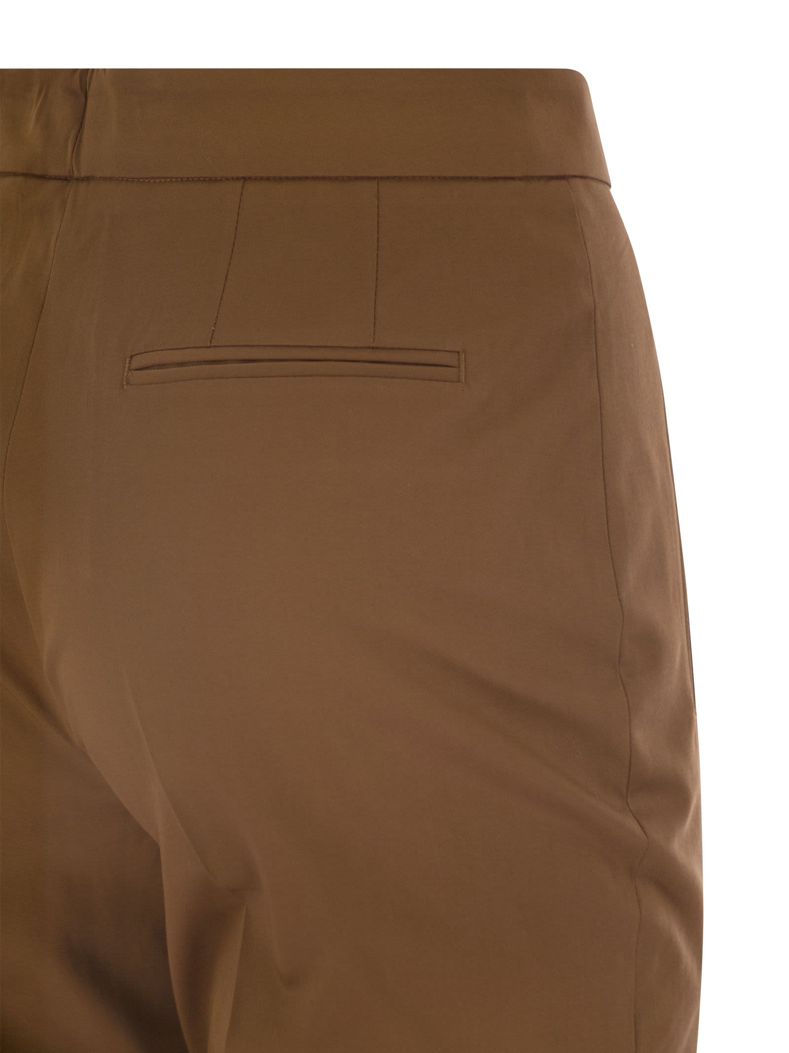 Shop Pt01 Frida - Cotton And Silk Trousers With Pleat In Brown