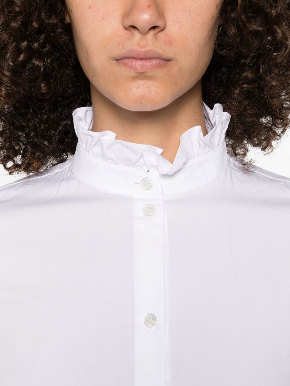 Valentino Garavani High-neck Shirt With Ruffles In White