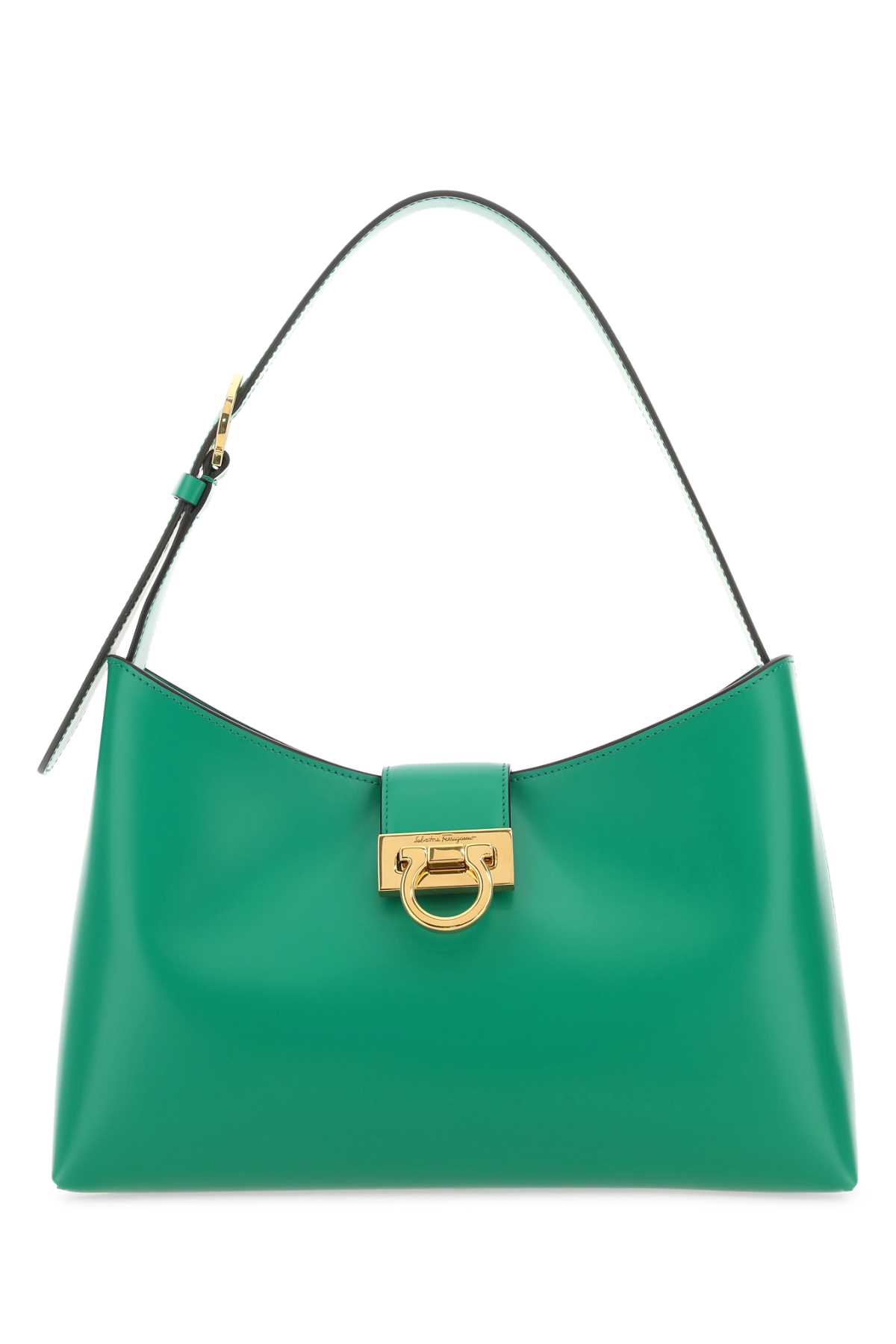 Shop Ferragamo Emerald Green Leather Trifolio Shoulder Bag In Smeraldo