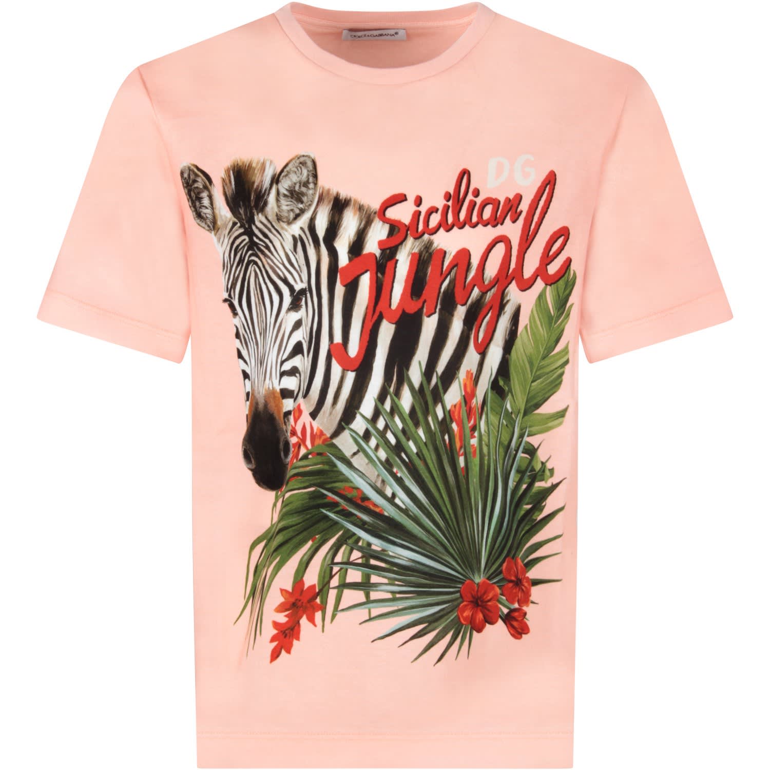 DOLCE & GABBANA PINK T-SHIRT FOR GIRL WITH ZEBRA,11271584