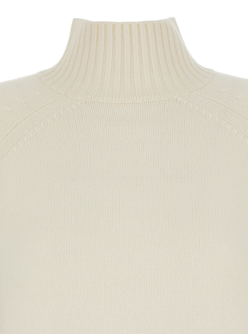 Shop Allude White High Neck Sweater In Wool And Cashmere Woman