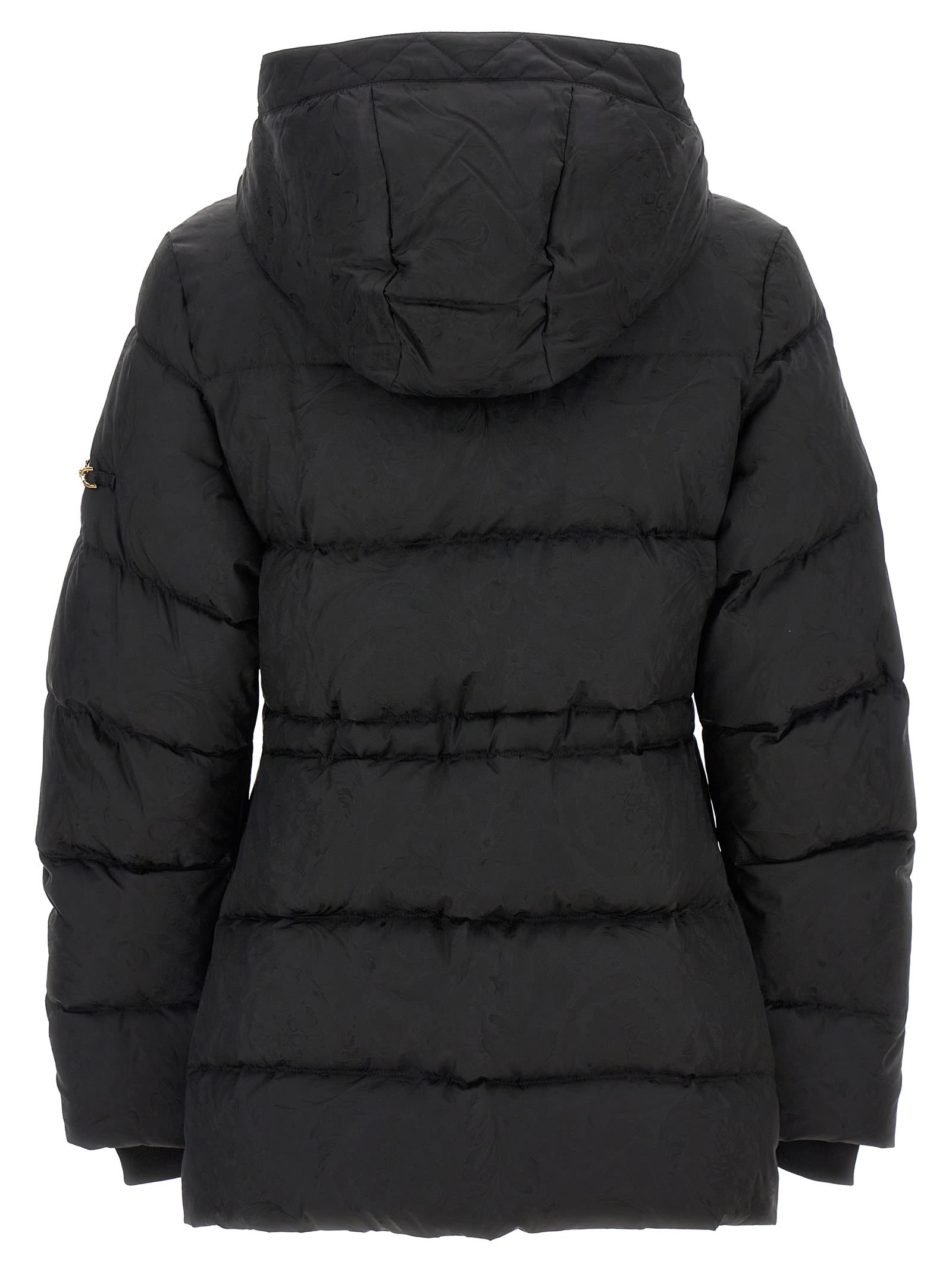 Shop Versace Barocco Down Jacket In Black