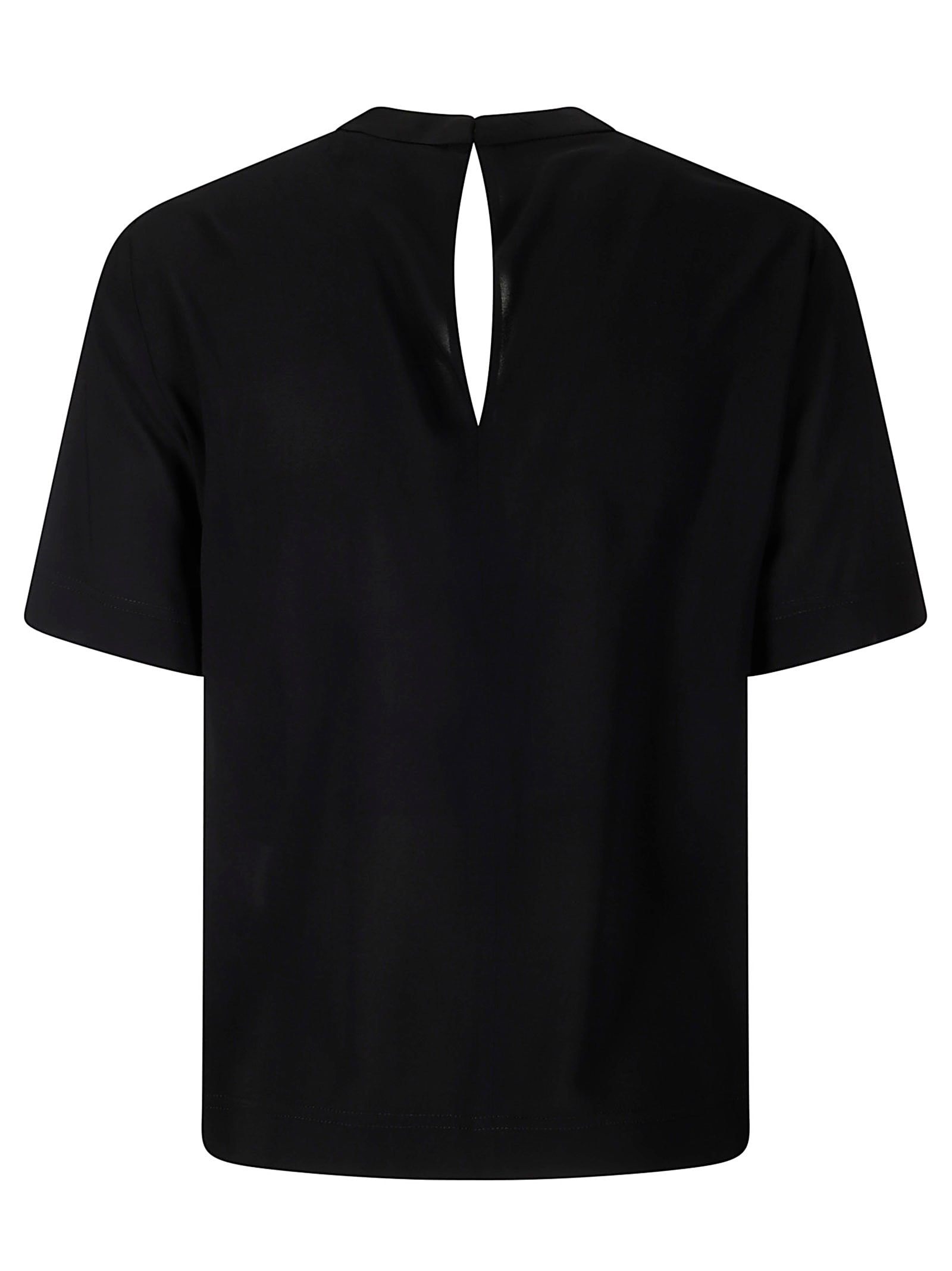 Alberto Biani Black High-collar Stretch Viscose Short Shirt