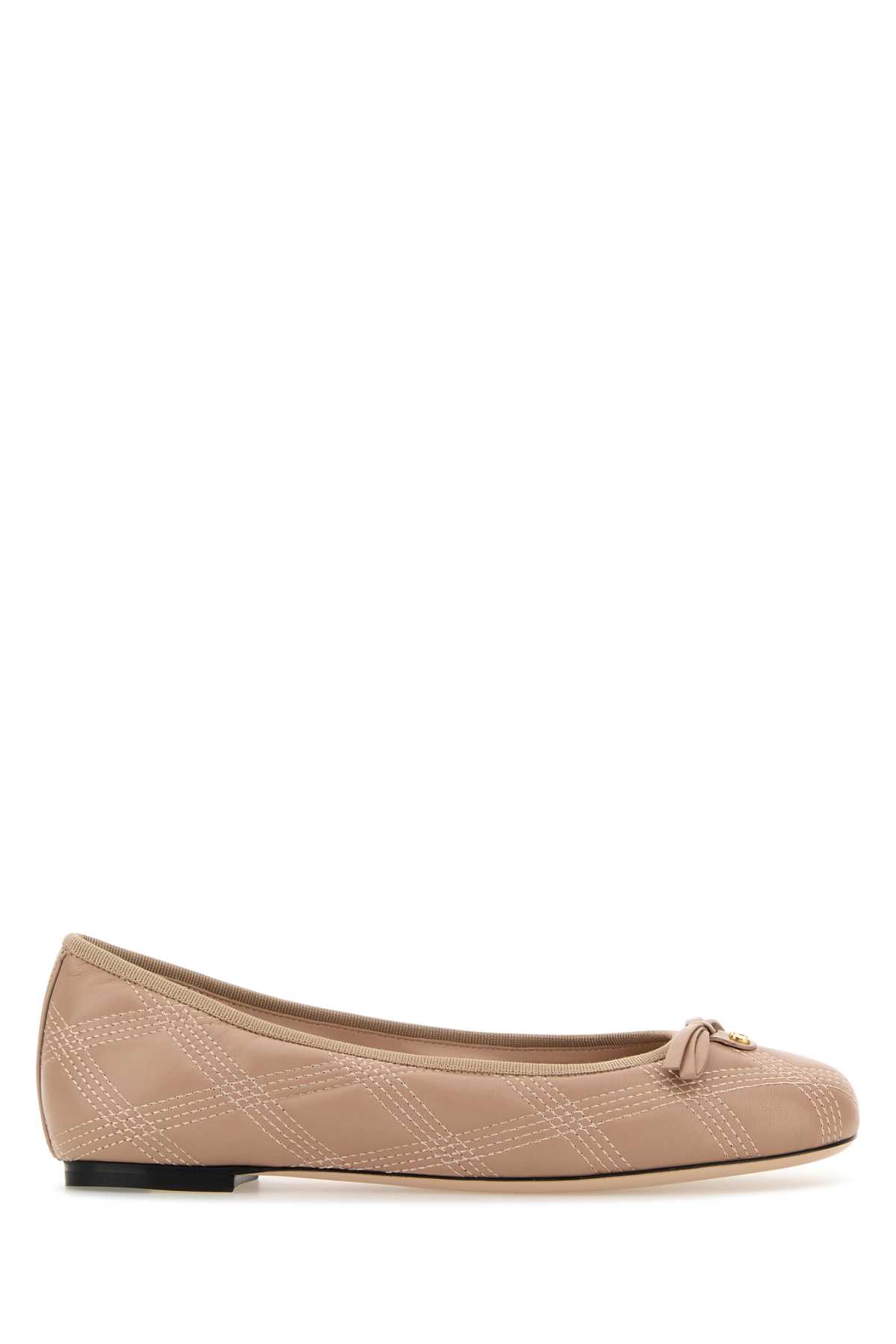 Powder Pink Leather Ballerinas