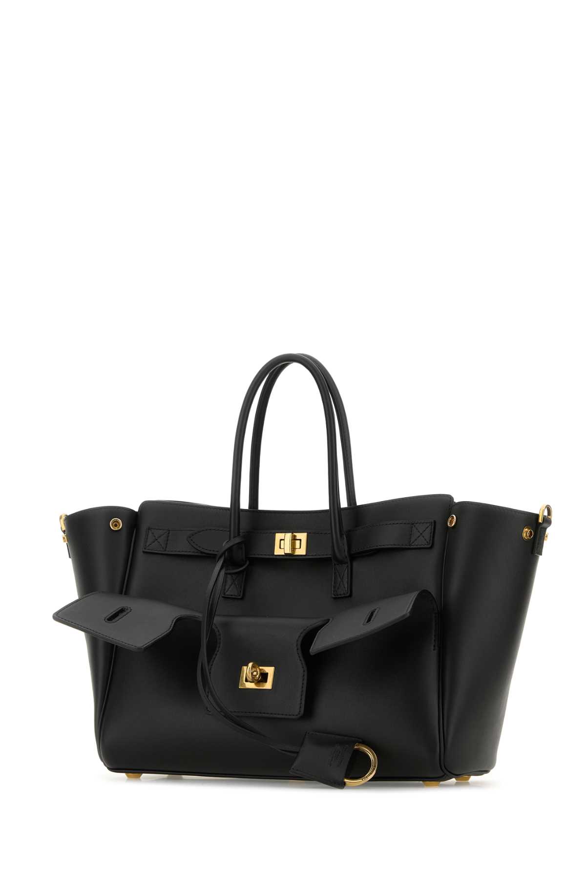 Balenciaga Women Black Leather Medium Carry All Bel Air Shopping Bag In Black