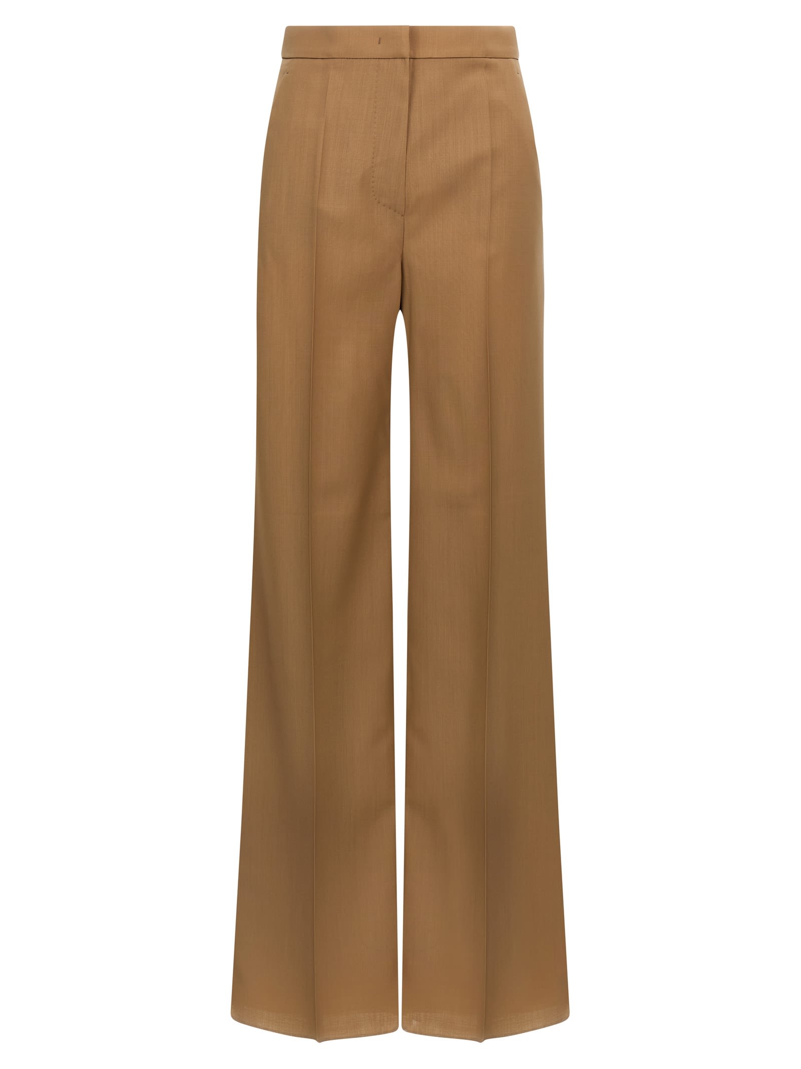 Max Mara High-waist Trousers In Virgin Wool In Brown