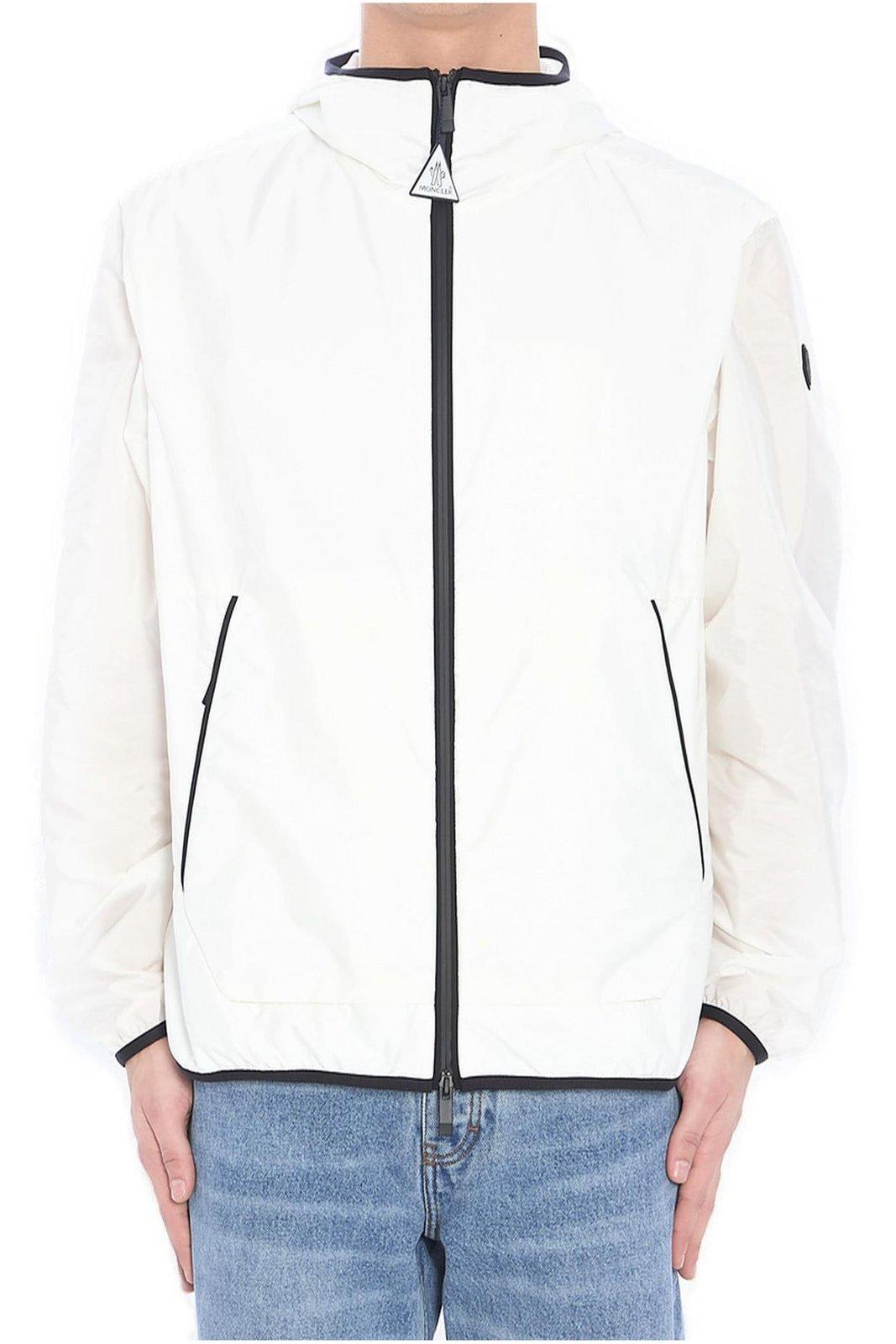 Moncler White Grainer Hooded Windbreaker Jacket In White