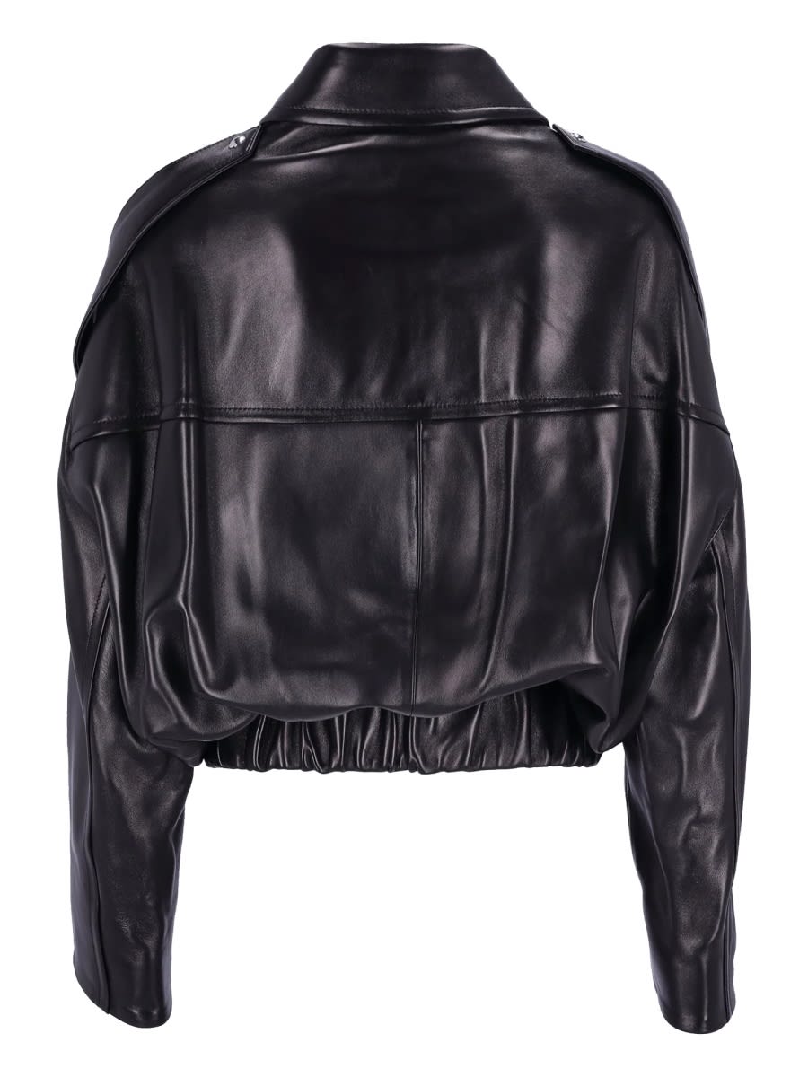 Khaite Leather Jacket Owey In Black