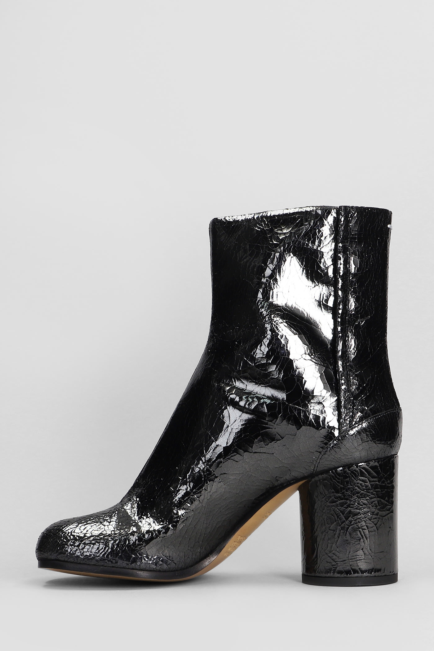 Shop Maison Margiela Tabi High Heels Ankle Boots In Black Leather